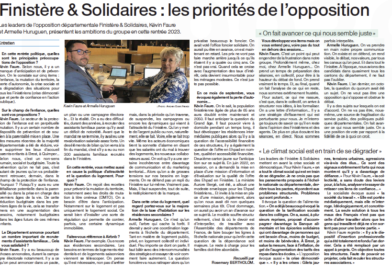 Ouest-France : Finistère & Solidaires : les priorités de l’opposition